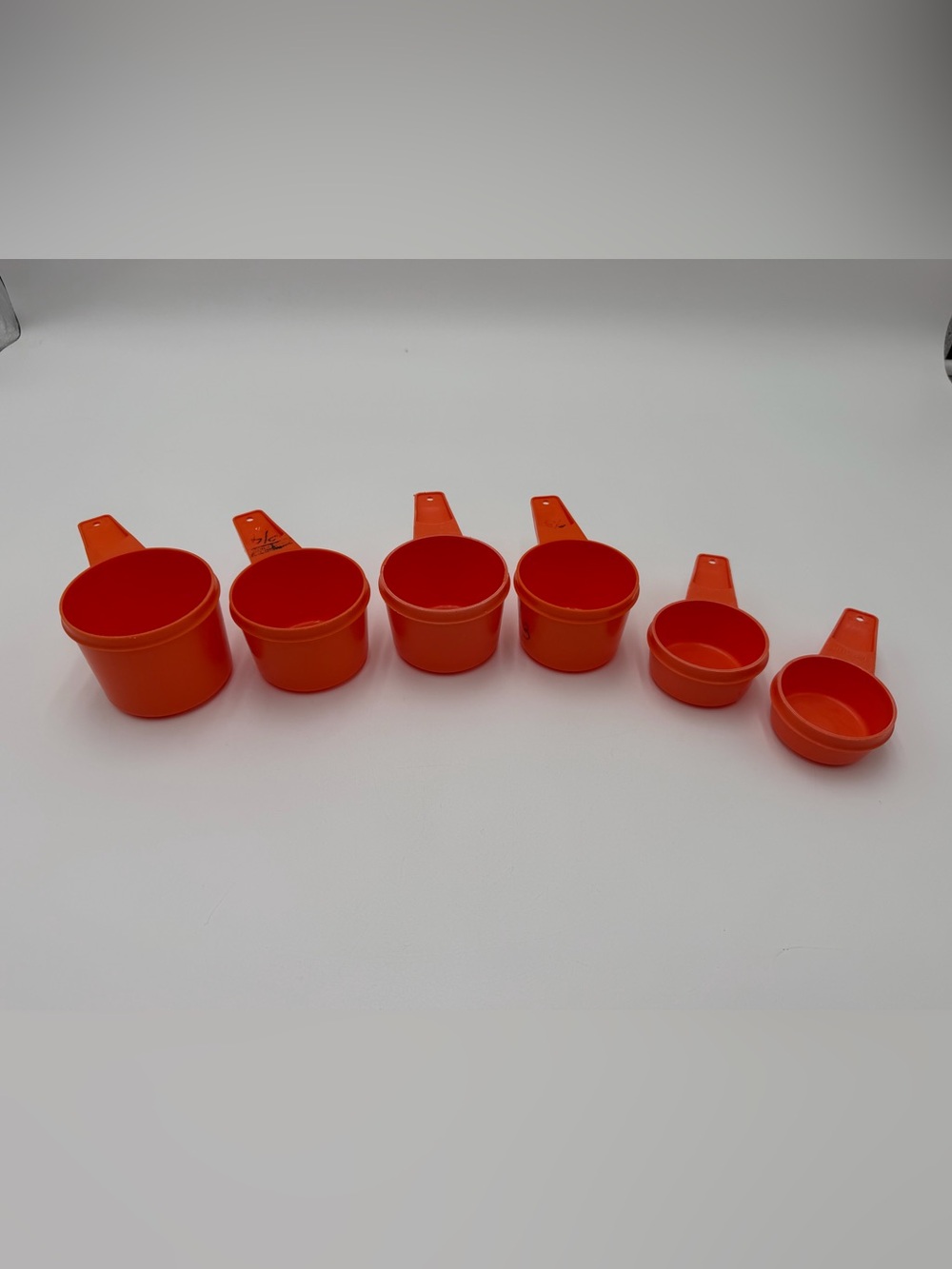Vintage Set of 6 Tupperware Bright Orange Retro Nesting Measuring Cups